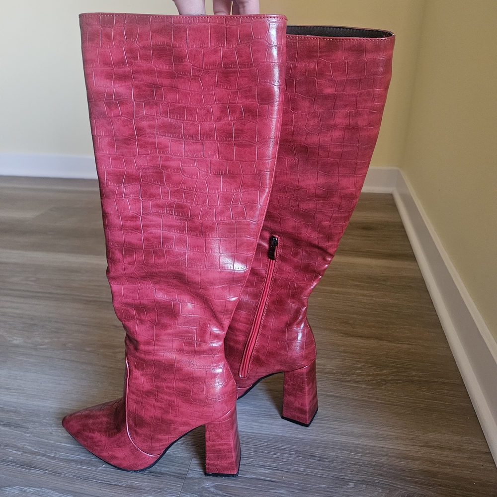 Women's Red Knee-High Boots